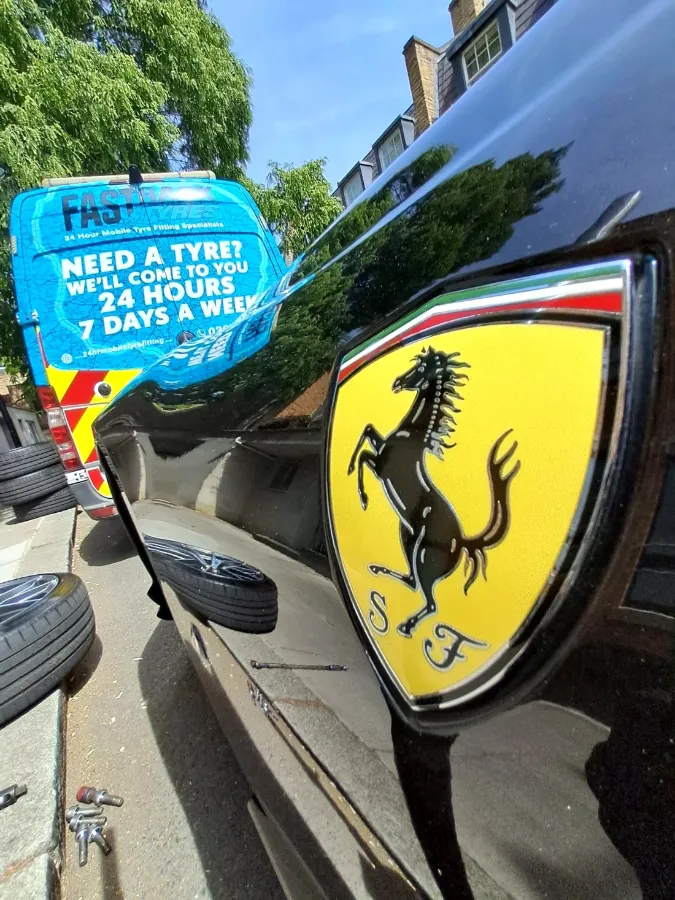 Ferrari at a mobile tyre call-out