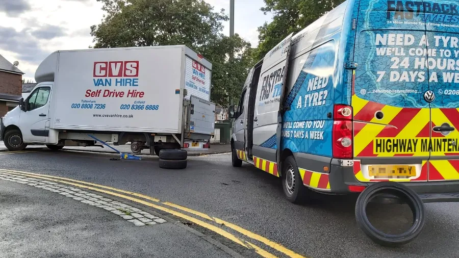 Commercial van roadside tyre fitting in London